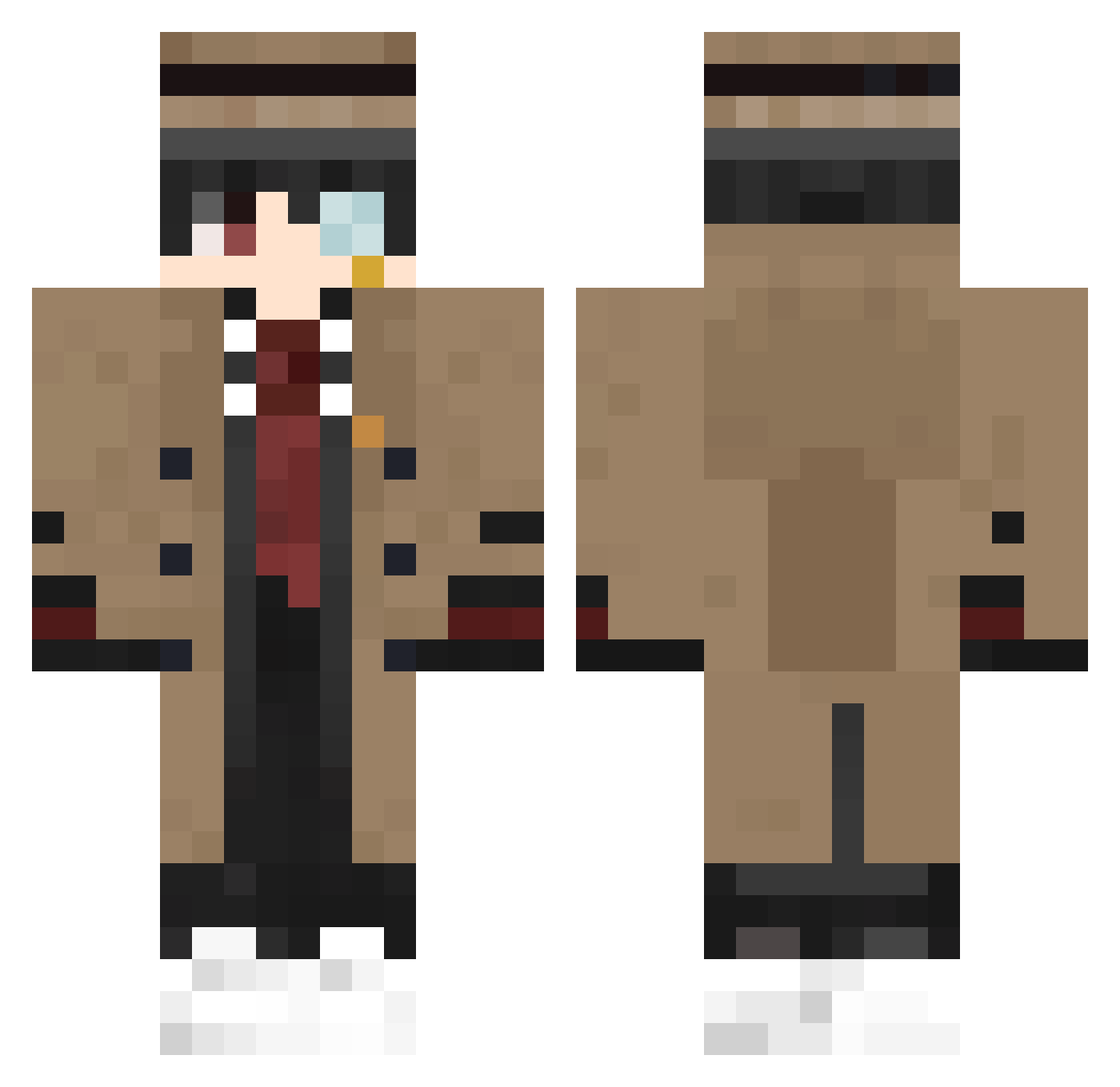 Detective_lawn Minecraft skin, front and back view