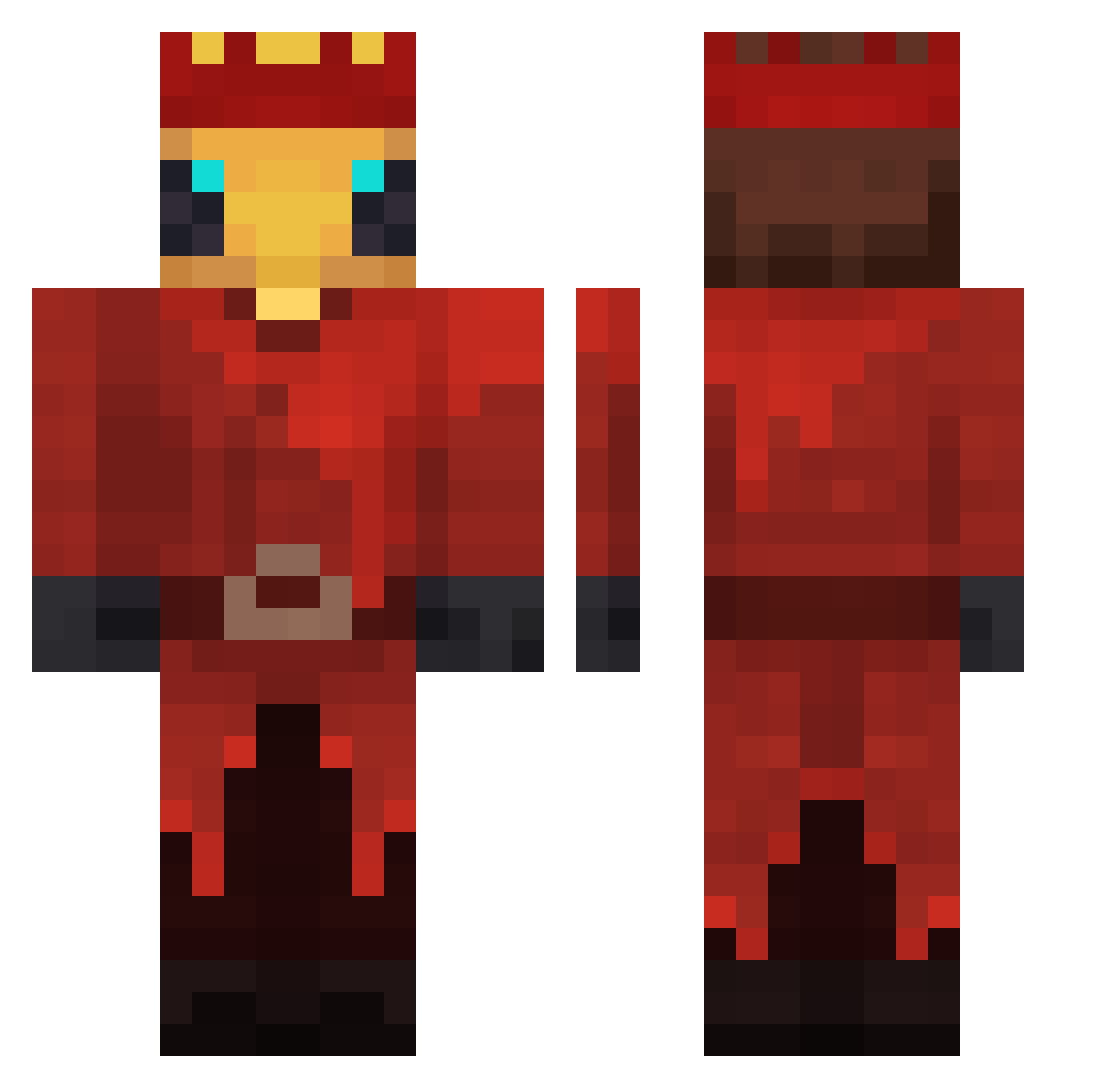 OrangeEntity Minecraft skin, front and back view
