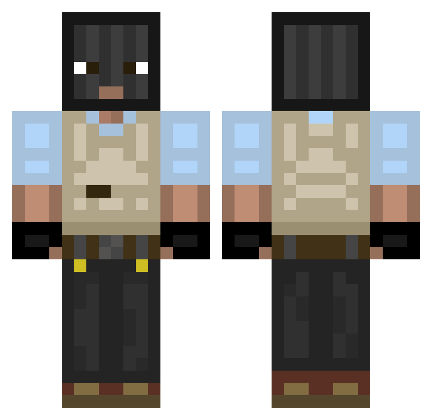 Luffyg2 Minecraft skin, front and back view
