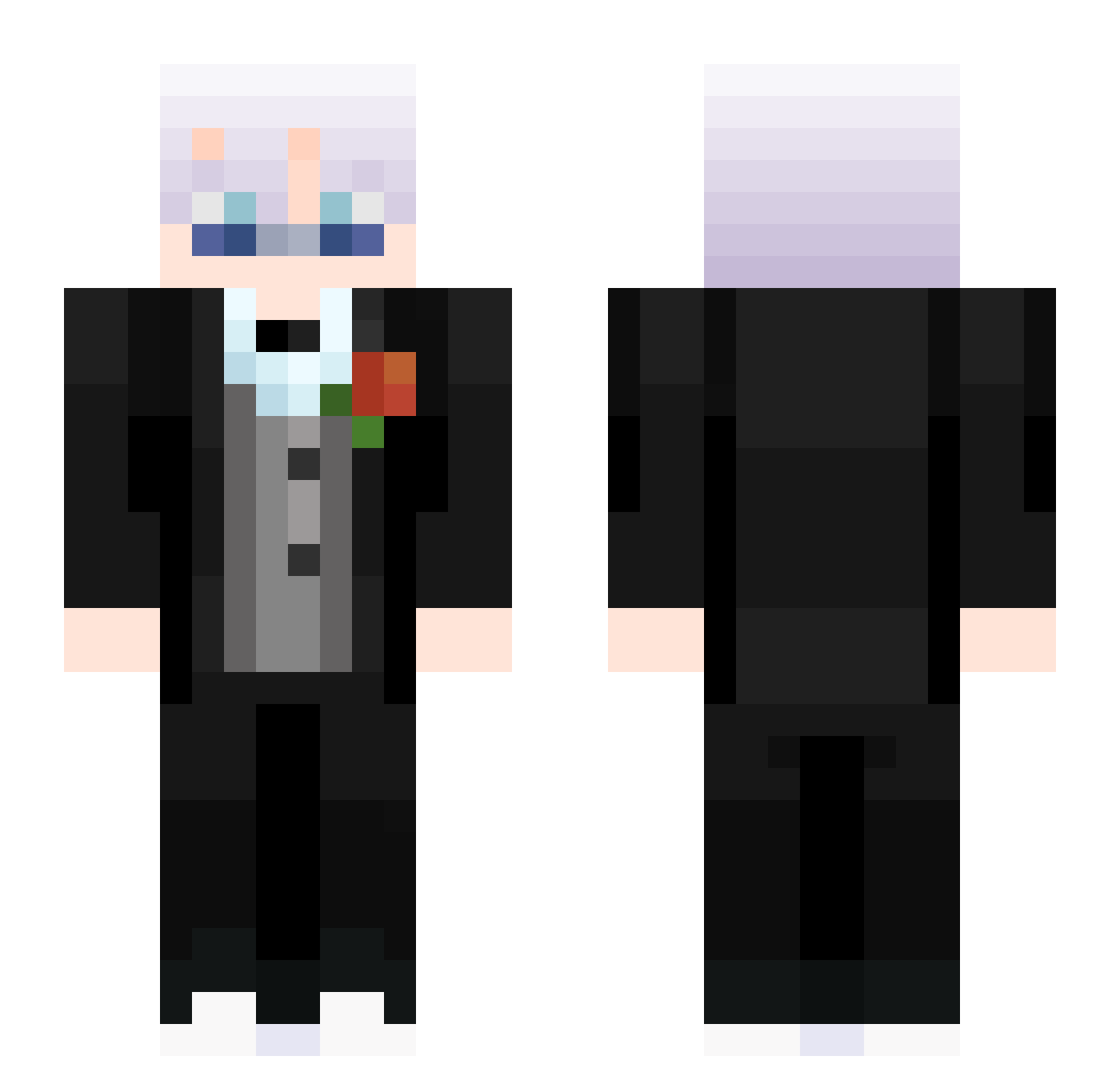 SwightInASuit Minecraft skin, front and back view