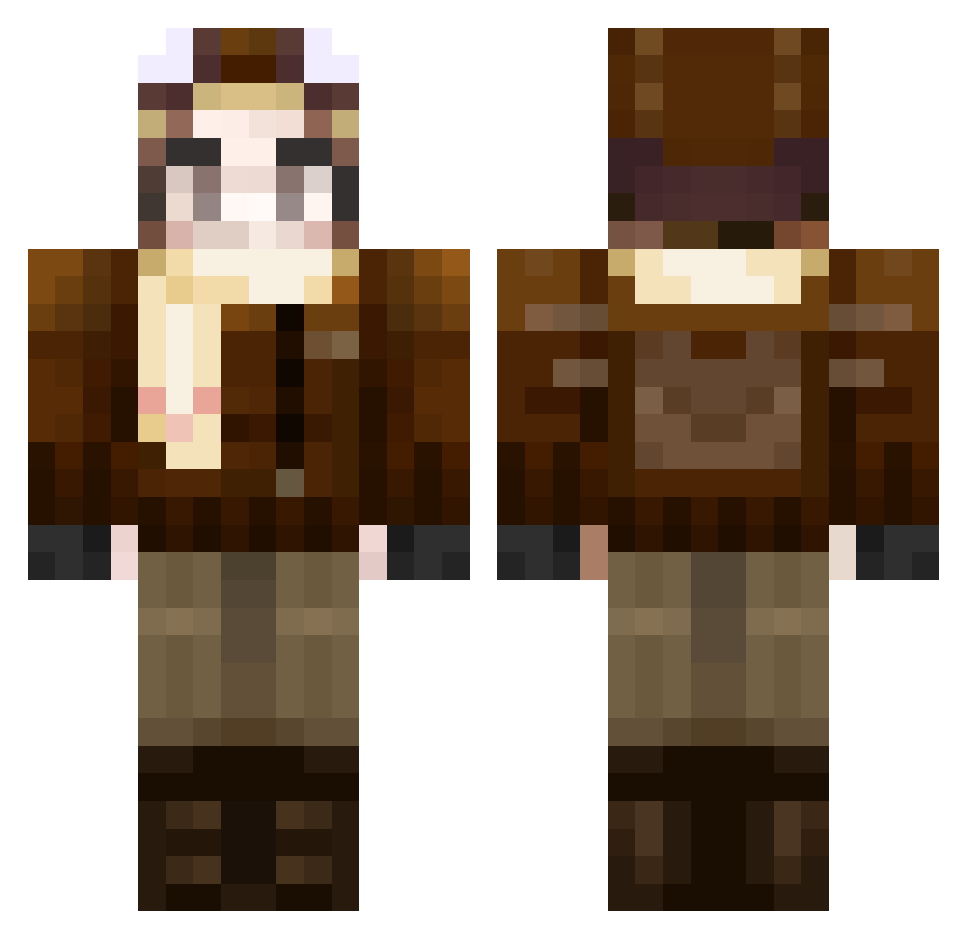 Nooblancy Minecraft skin, front and back view
