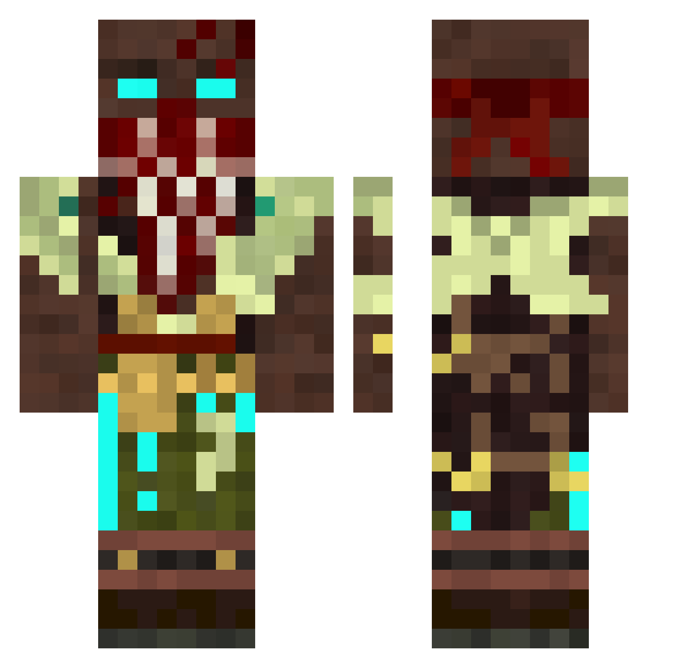 Emo27 Minecraft skin, front and back view