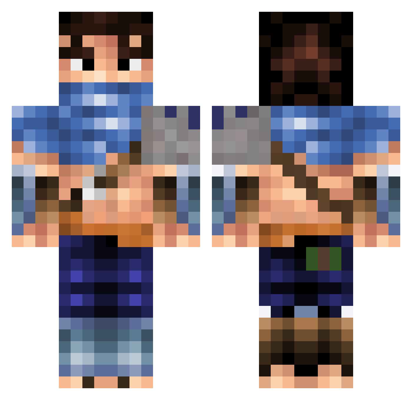 ToqueSuave Minecraft skin, front and back view