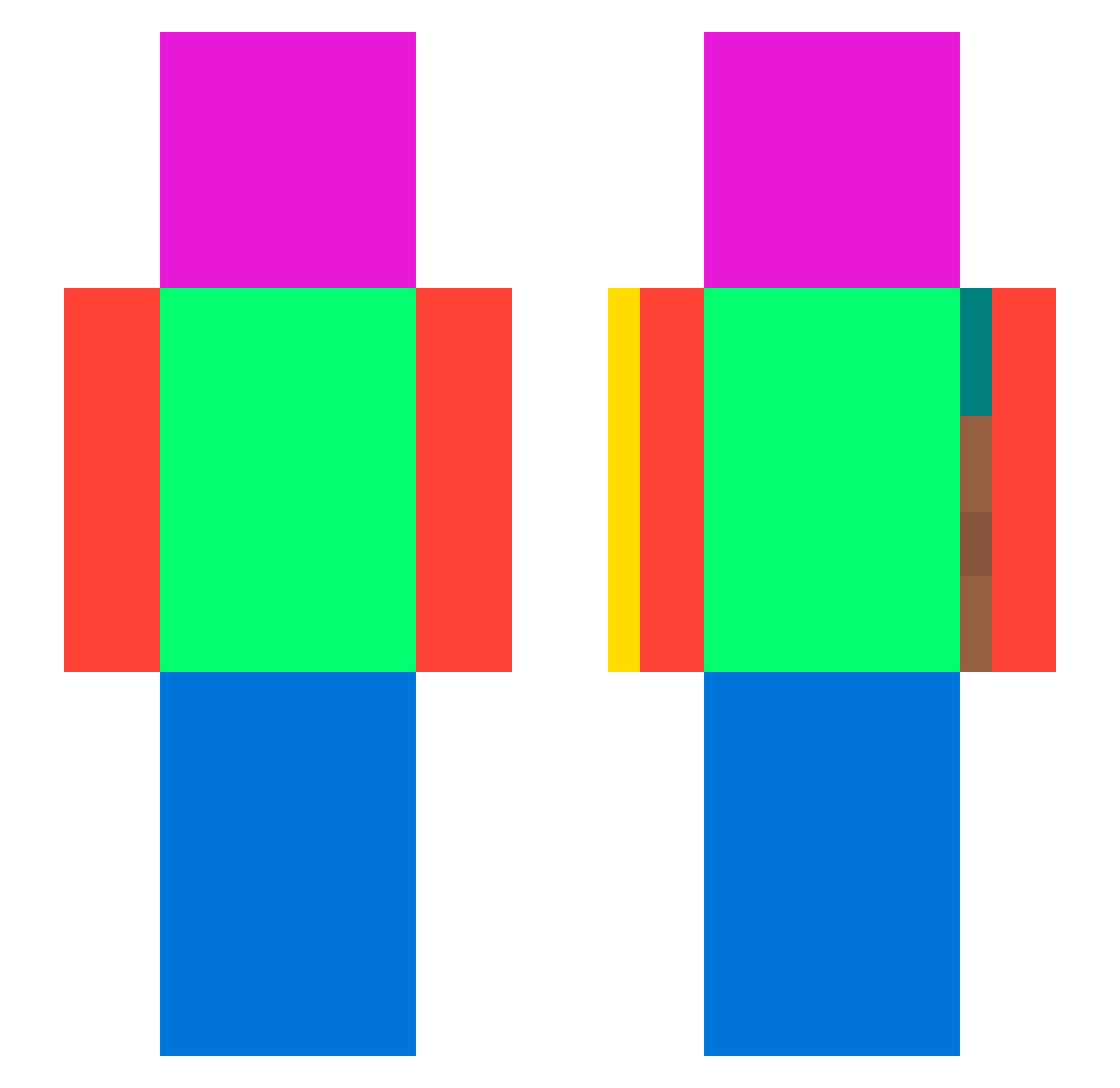 MeIsHarry Minecraft skin, front and back view