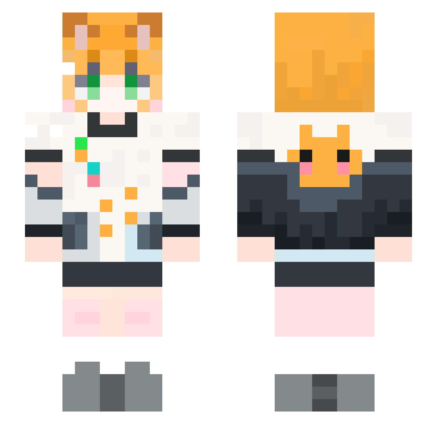 NotLen Minecraft skin, front and back view