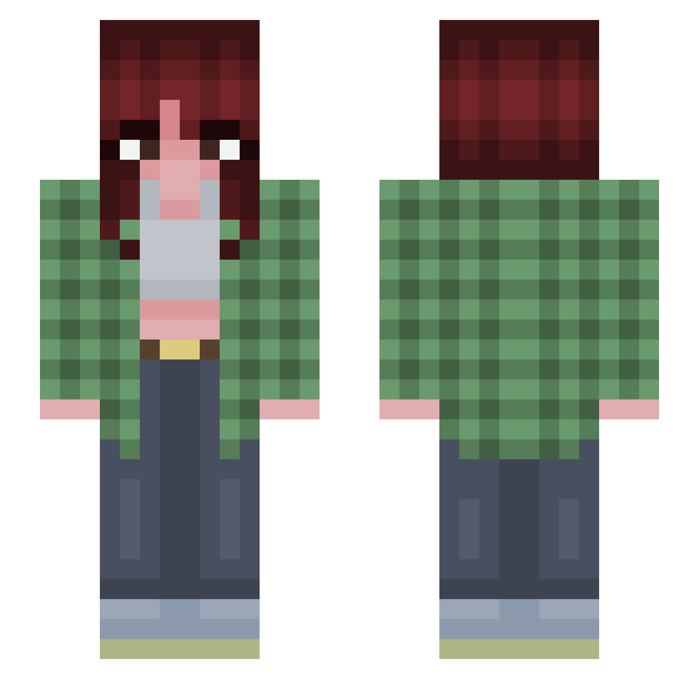 shydoodlez Minecraft skin, front and back view