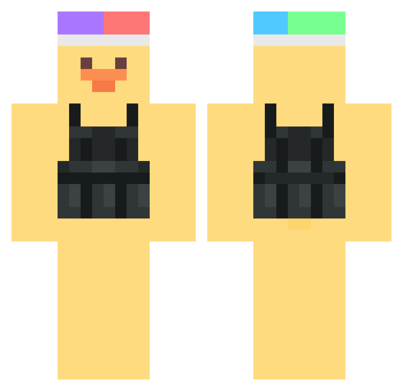 Pxts Minecraft skin, front and back view
