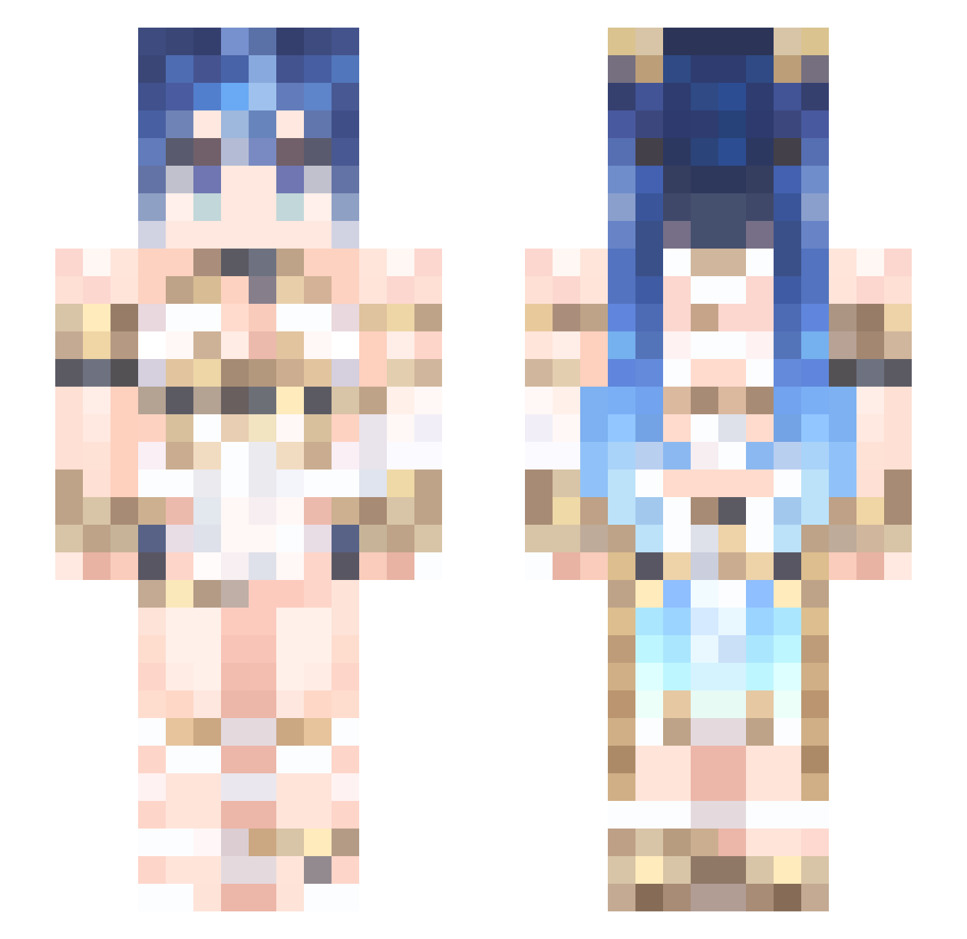 QueenBlue Minecraft skin, front and back view