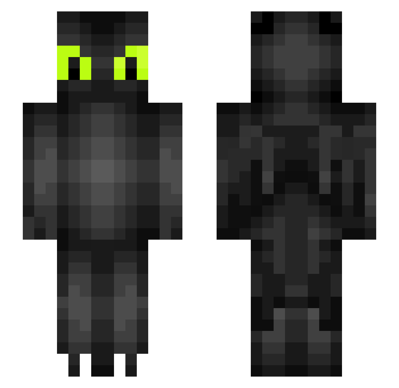 tuothless Minecraft skin, front and back view