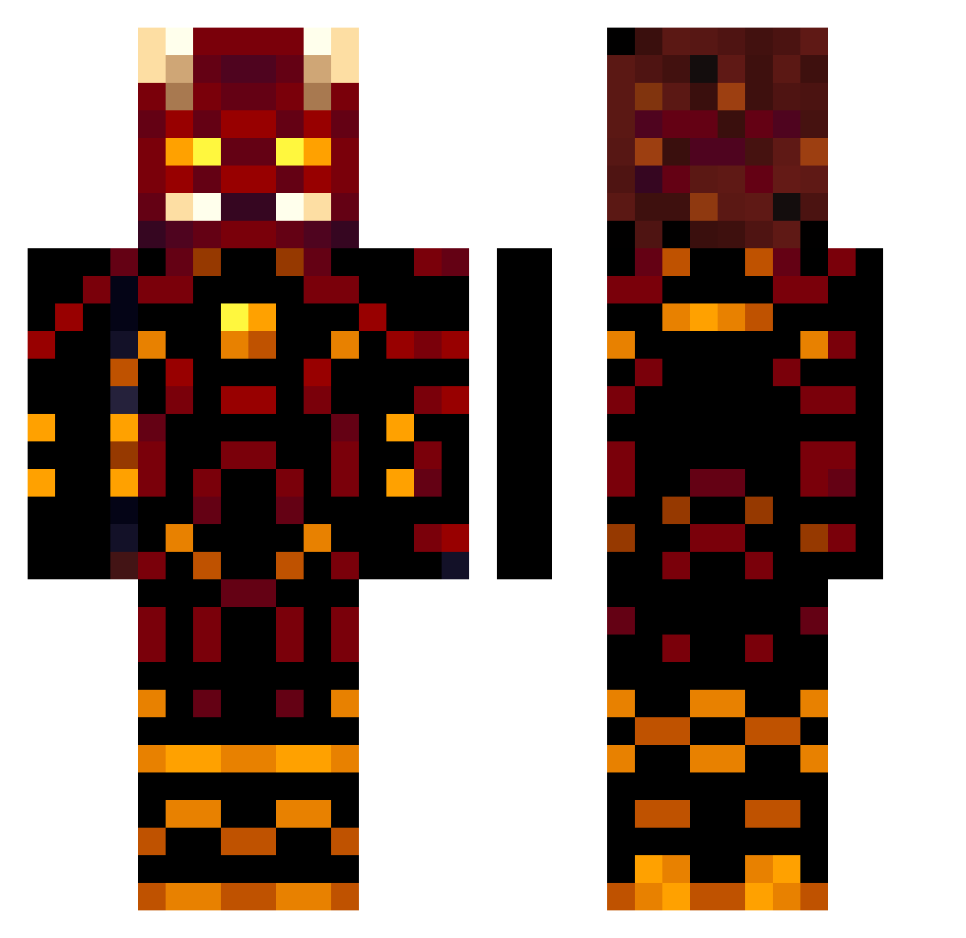 Morgahard Minecraft skin, front and back view