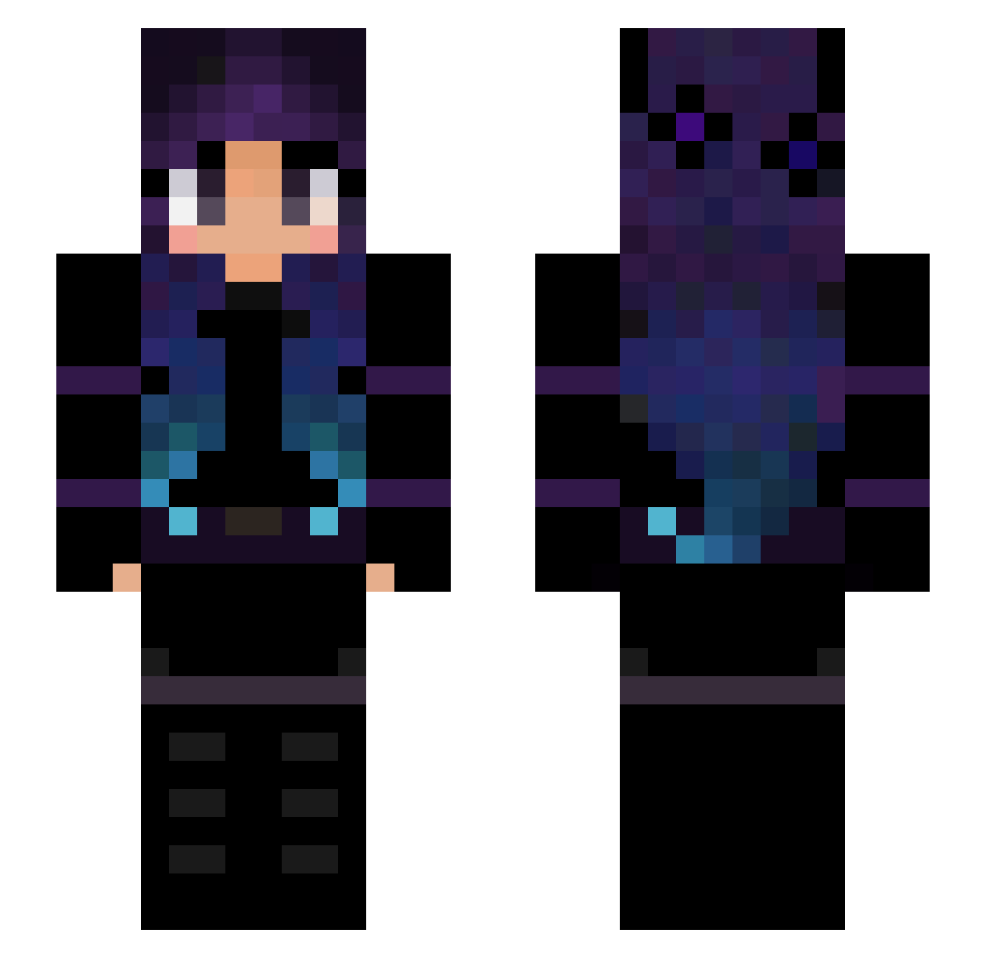 Quinn Minecraft skin, front and back view