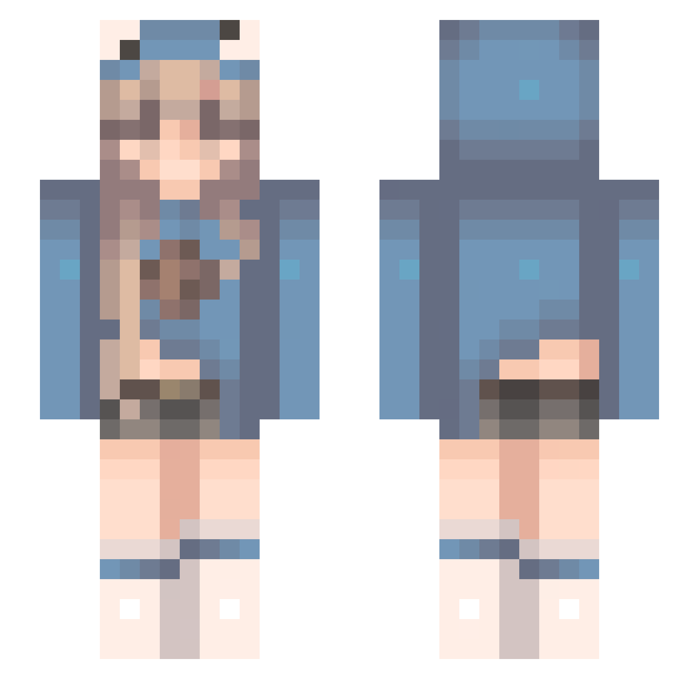 ReikaHina Minecraft skin, front and back view