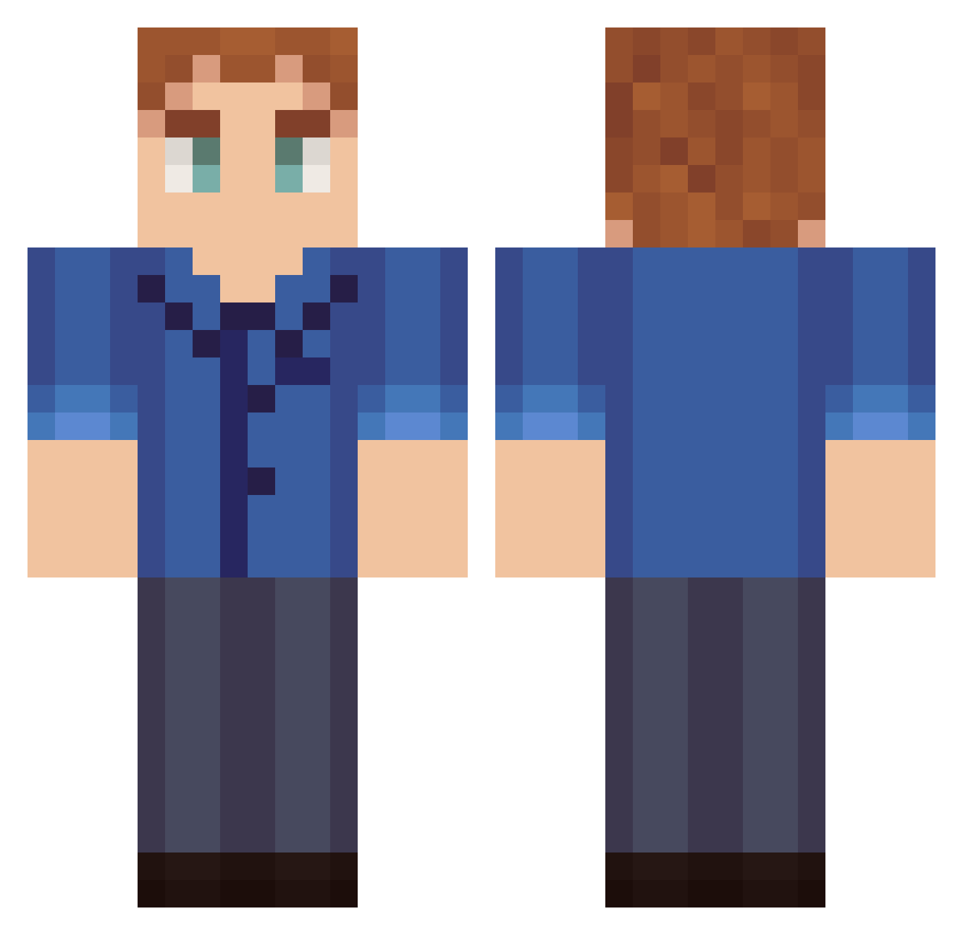 TheFrankie Minecraft skin, front and back view