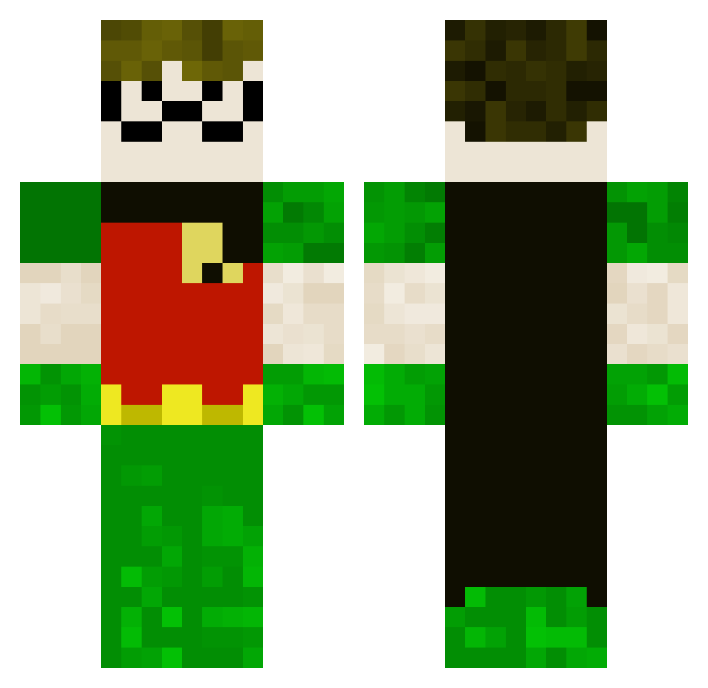 Kzjnlbhb5 Minecraft skin, front and back view