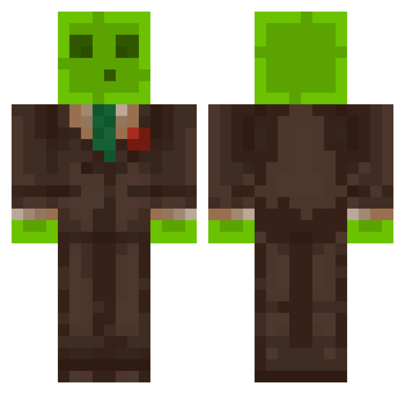 SLIMEGREEN21YT Minecraft skin, front and back view