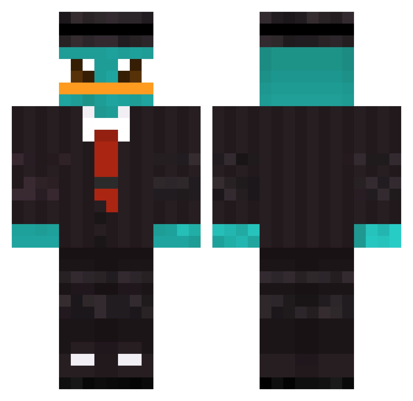 Stillkealer Minecraft skin, front and back view