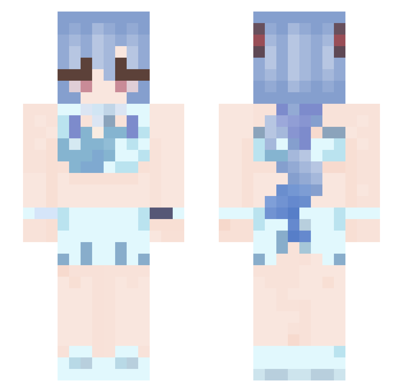 Nergi Minecraft skin, front and back view