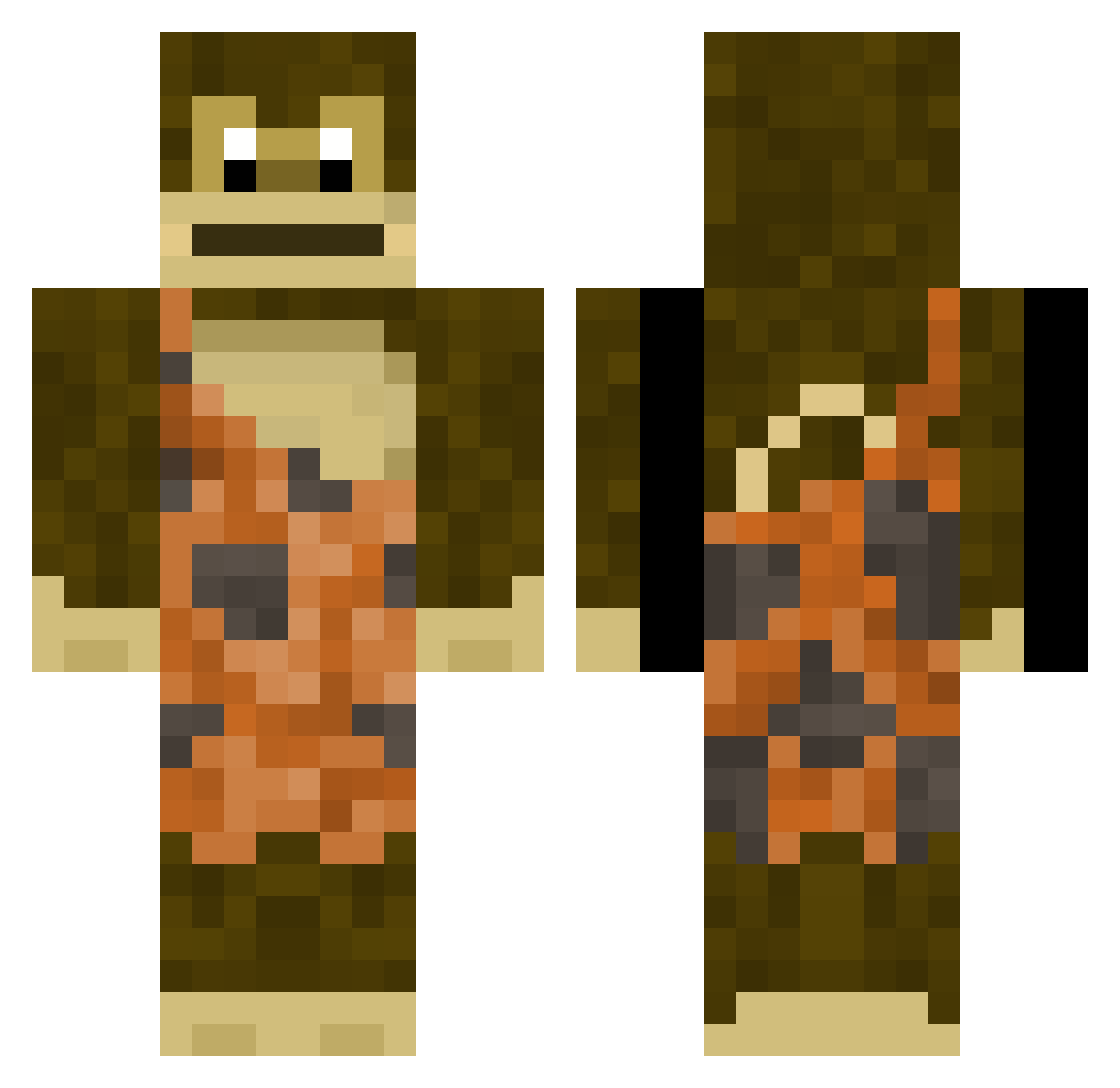 theAZwater Minecraft skin, front and back view