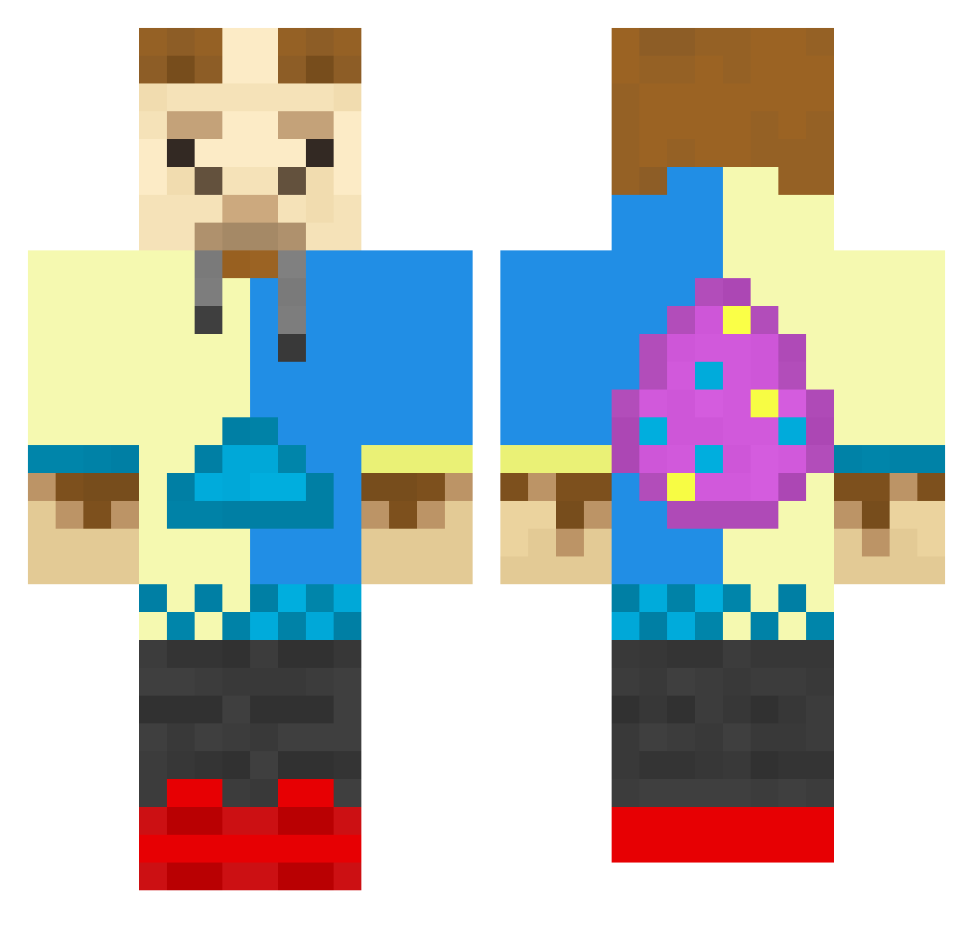 Trowze Minecraft skin, front and back view