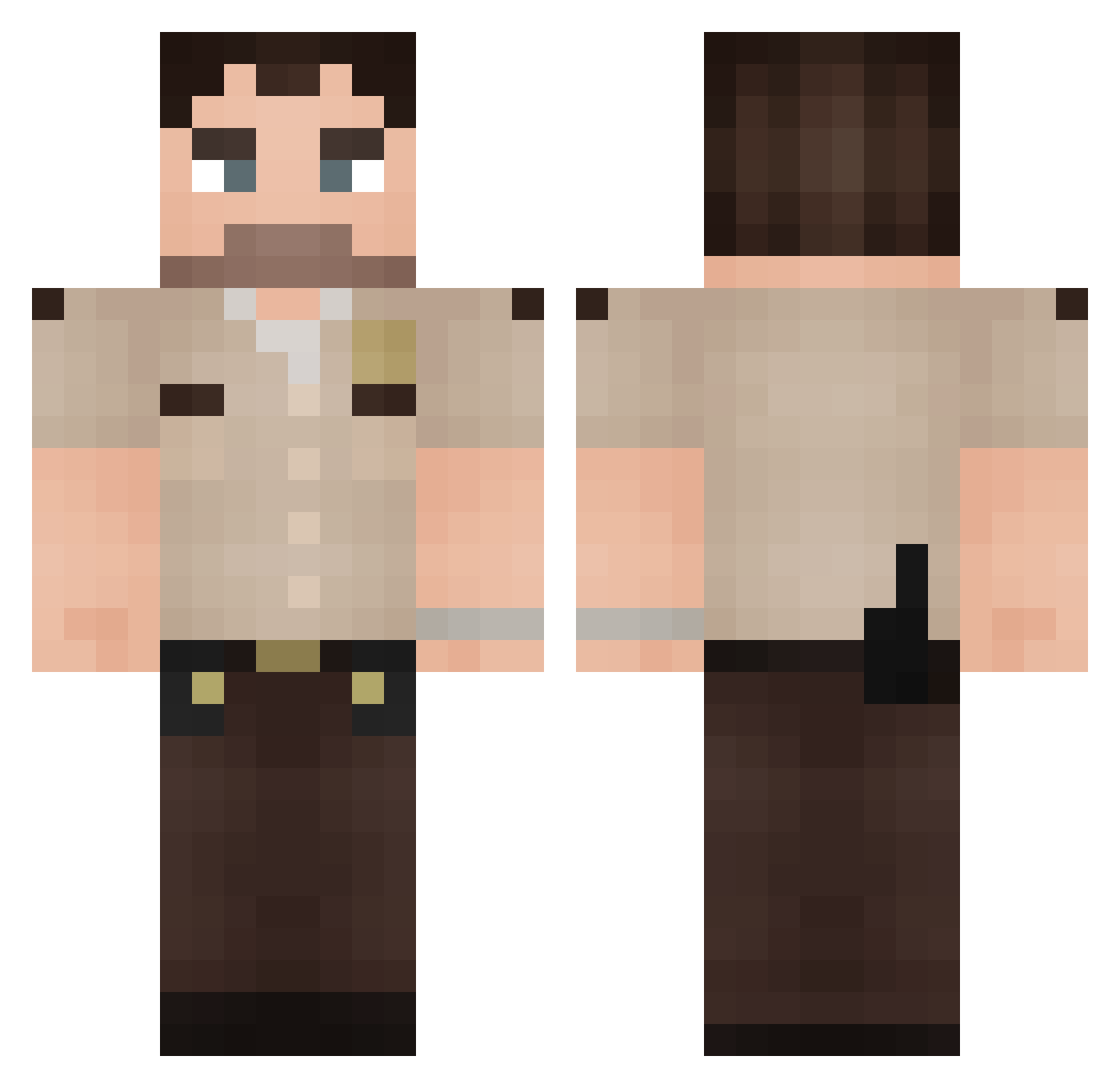 Fishykun Minecraft skin, front and back view