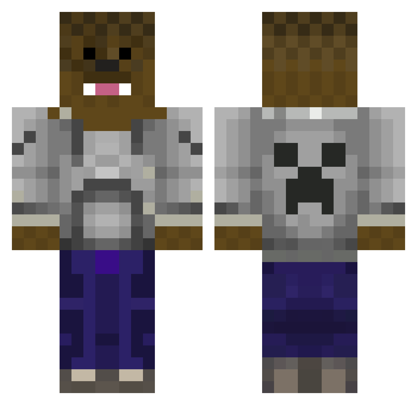 Formulating Minecraft skin, front and back view