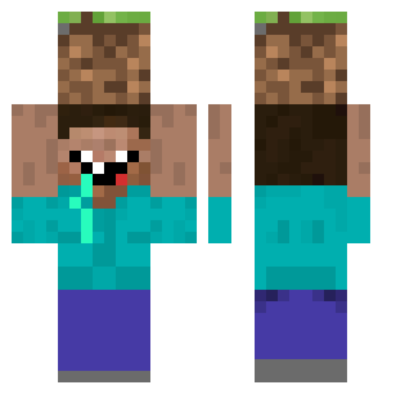 Yoscip Minecraft skin, front and back view