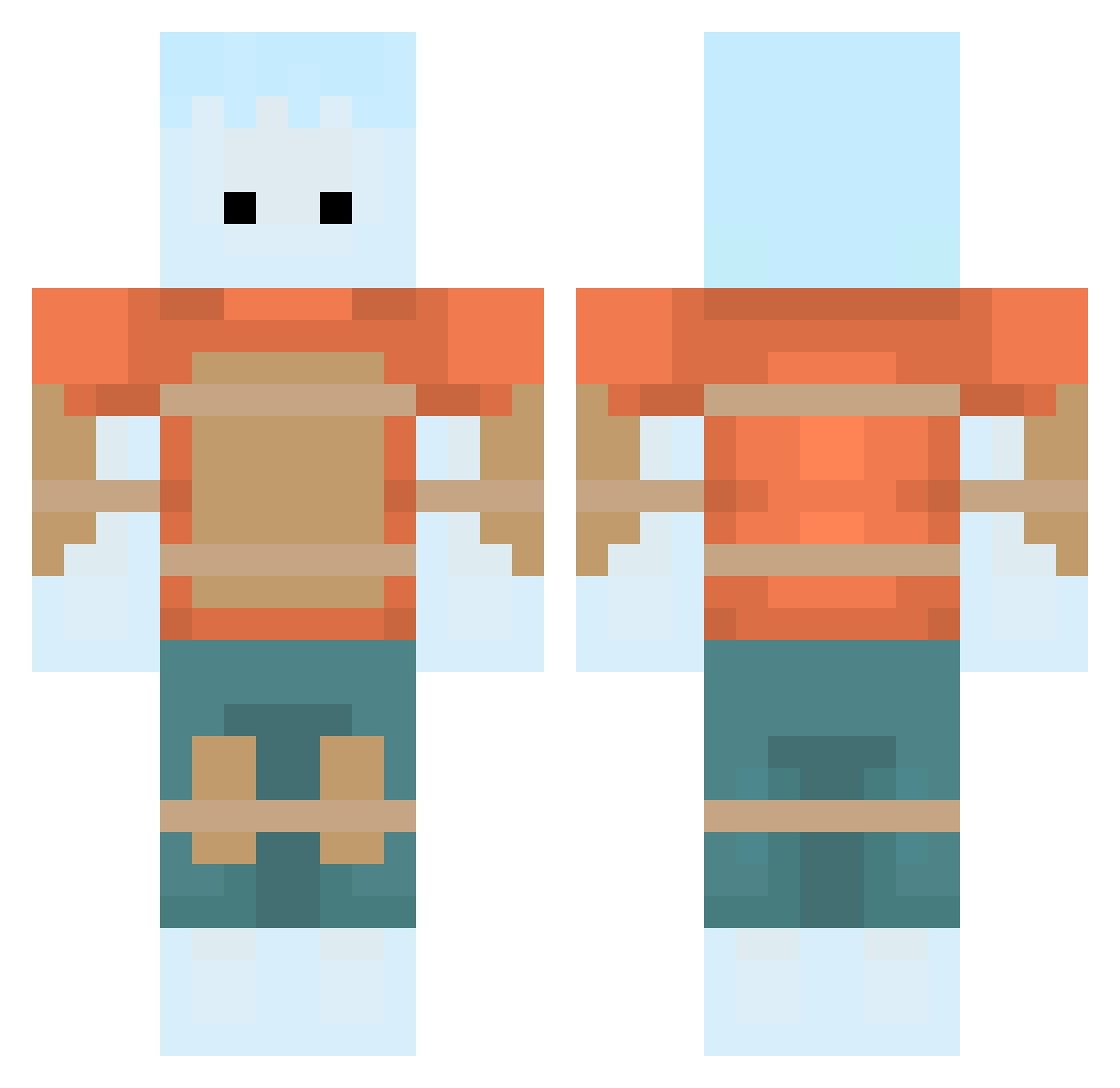 Cyoto_Snow Minecraft skin, front and back view
