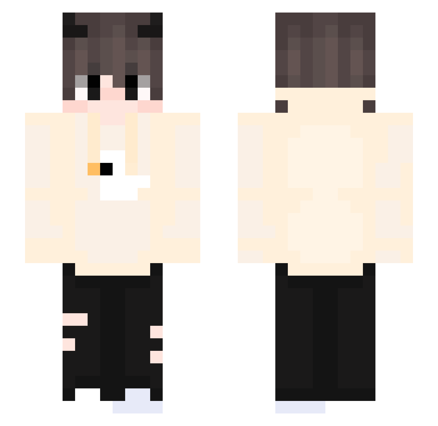 Karmelek76 Minecraft skin, front and back view