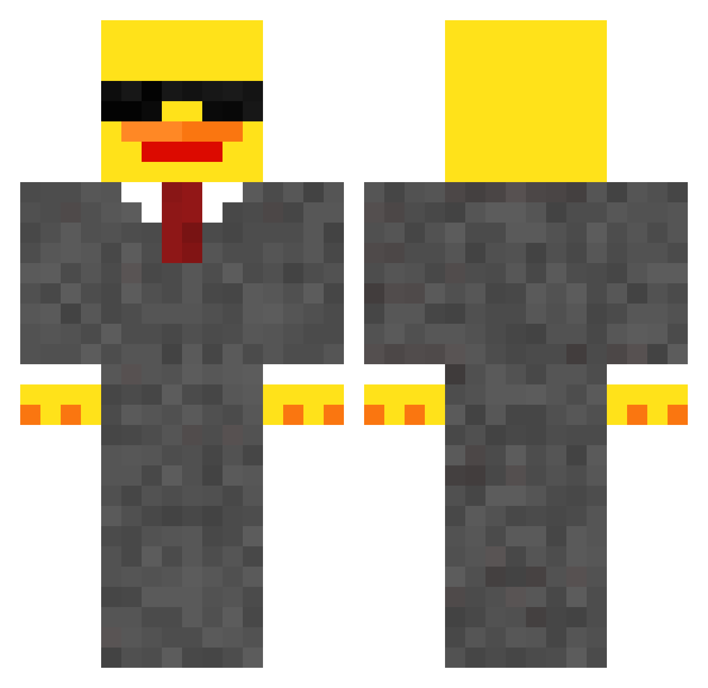 Zubi1s Minecraft skin, front and back view