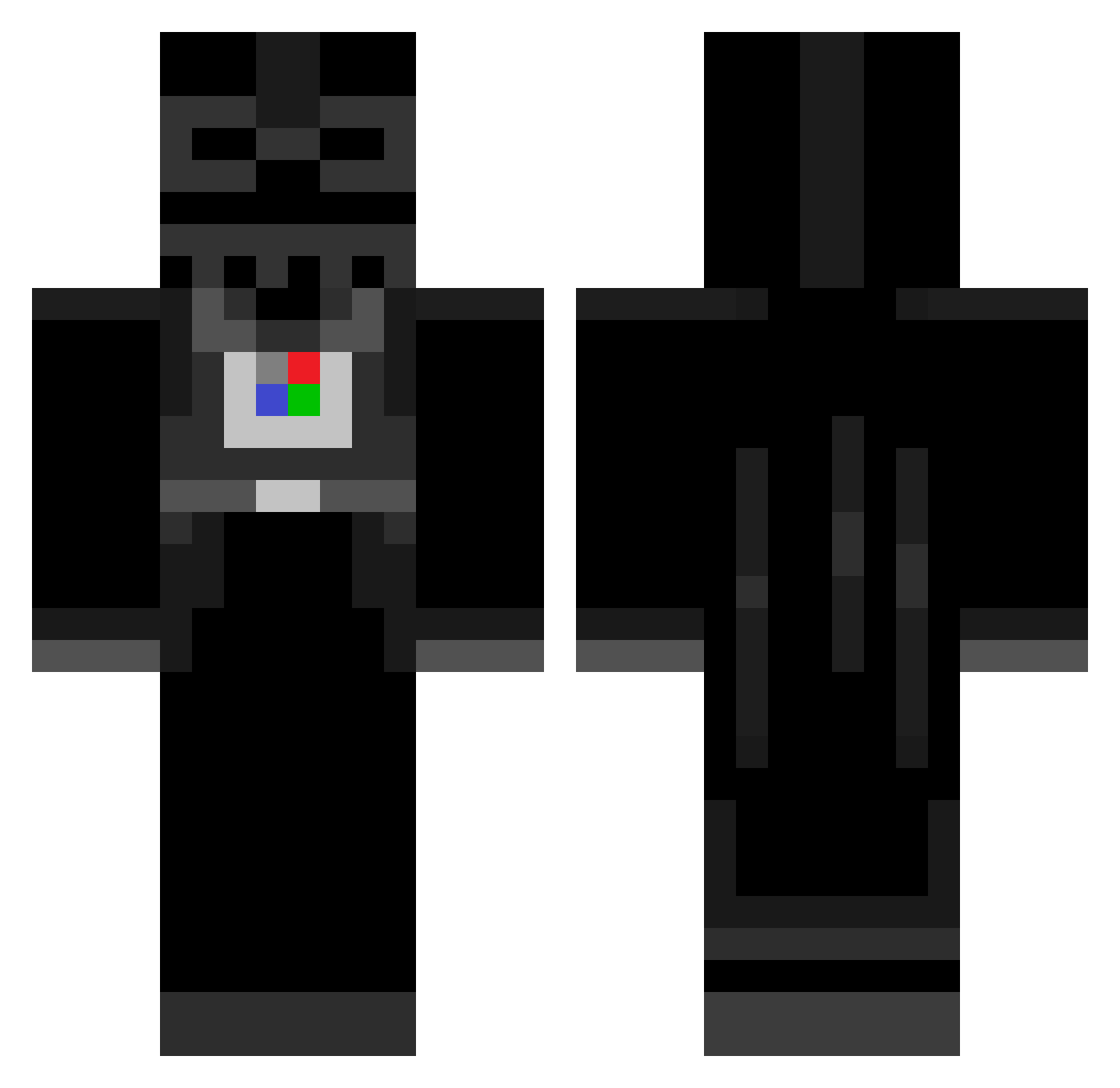 Acred Minecraft skin, front and back view