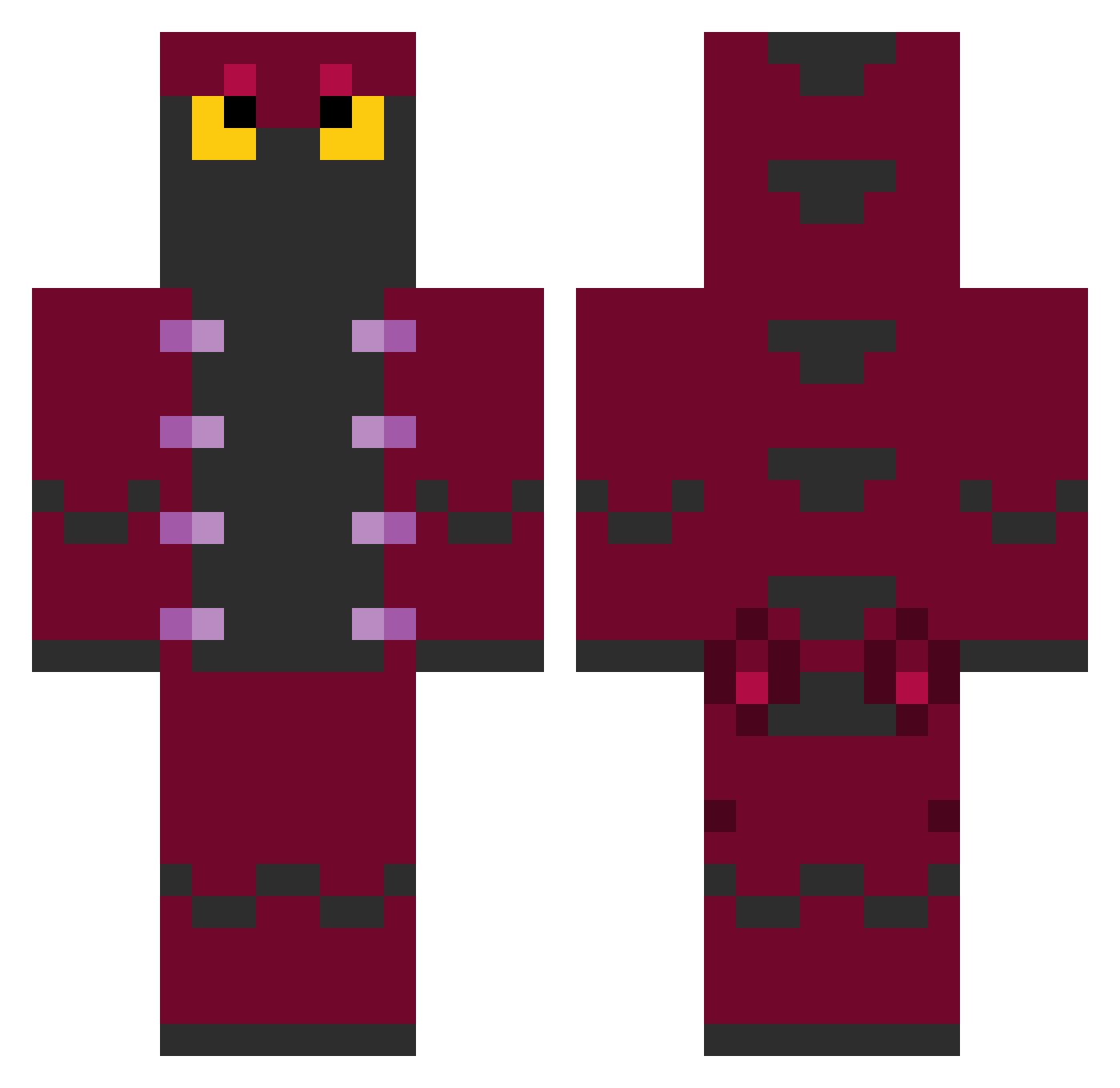 Vixtral Minecraft skin, front and back view