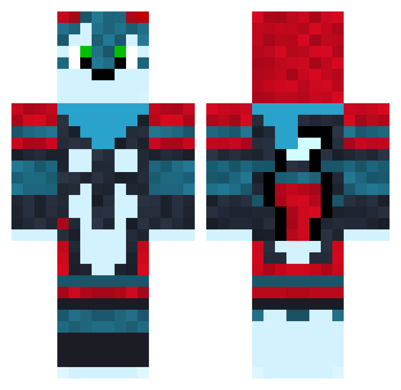 xXRedChanXx Minecraft skin, front and back view