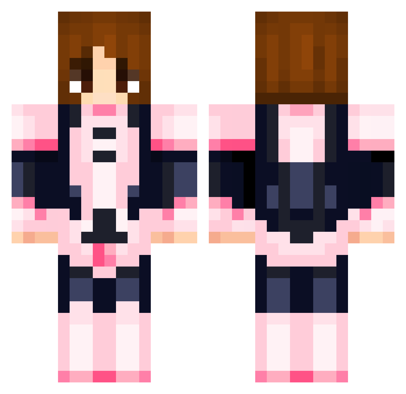 Nightward Minecraft skin, front and back view
