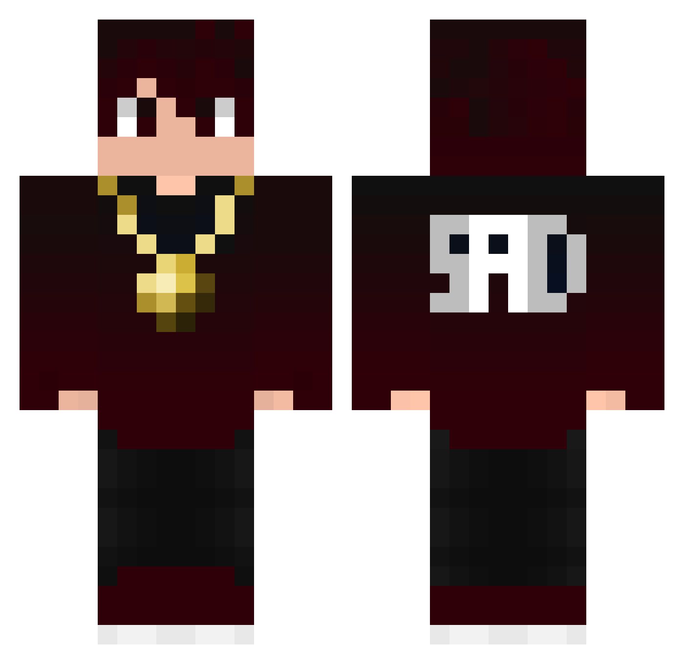 Pitying Minecraft skin, front and back view
