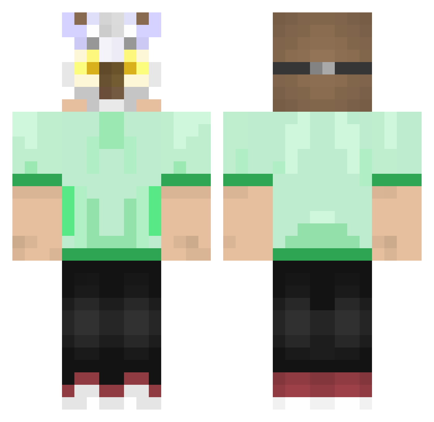 JBLX Minecraft skin, front and back view