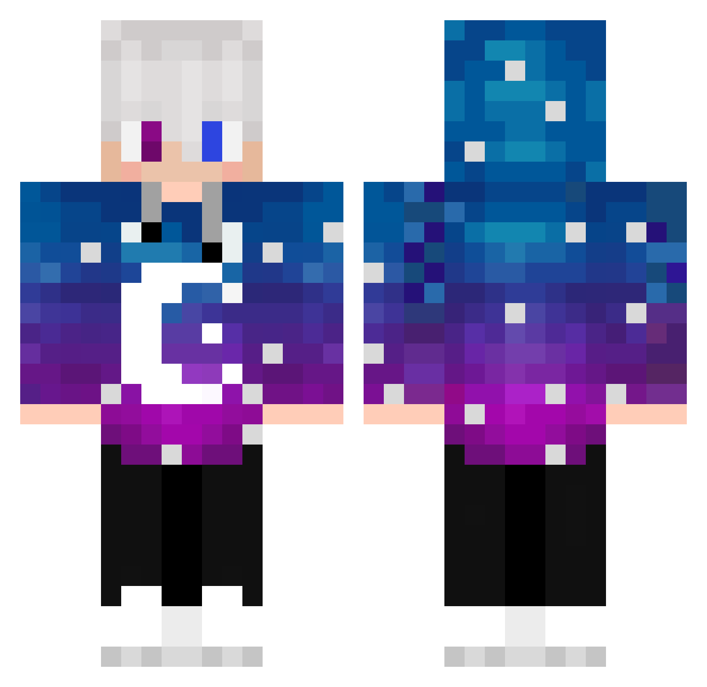 xPose Minecraft skin, front and back view