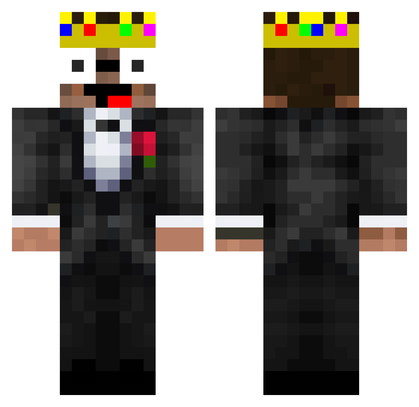 Spoilable Minecraft skin, front and back view