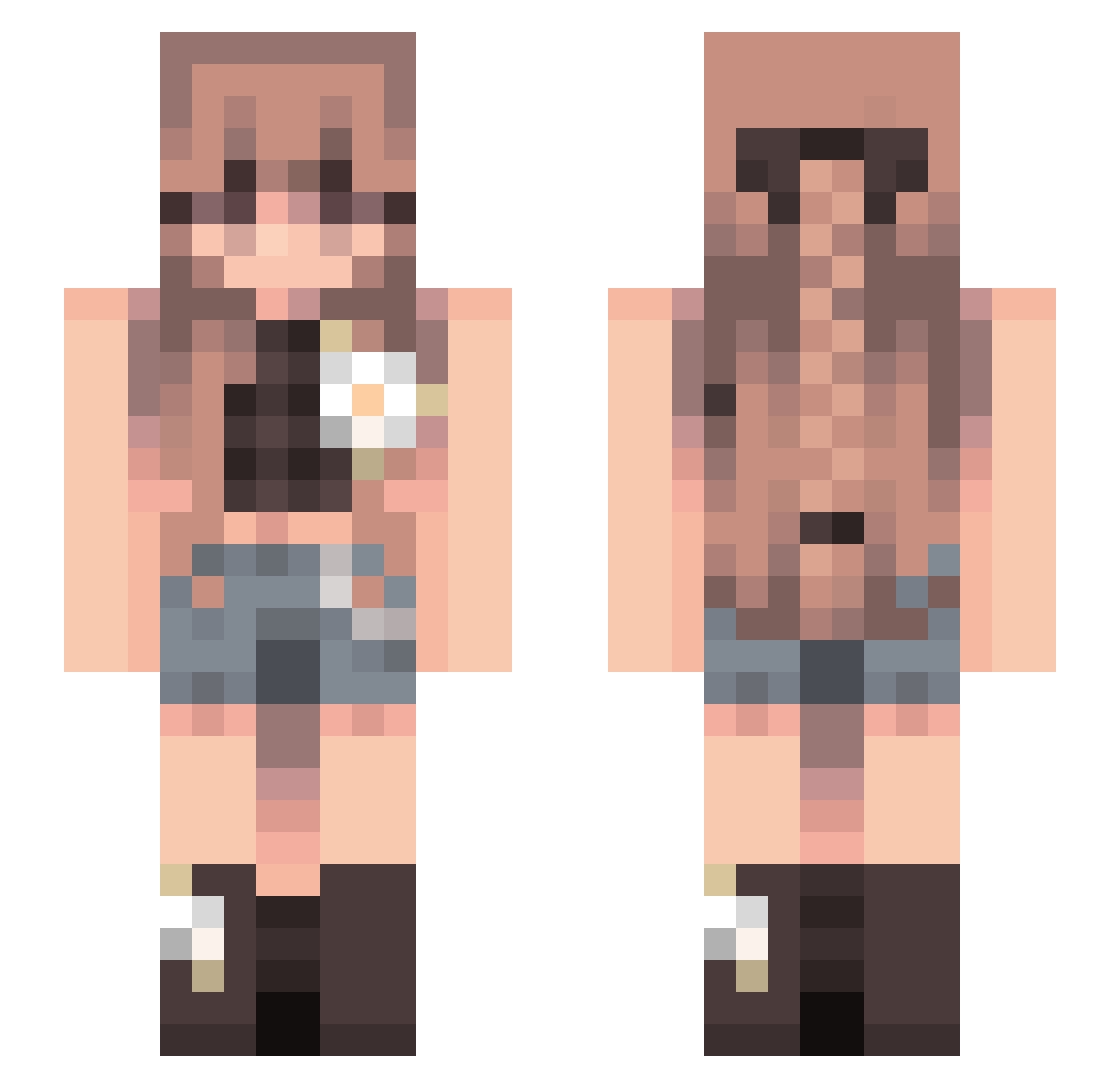 MaameMimi Minecraft skin, front and back view