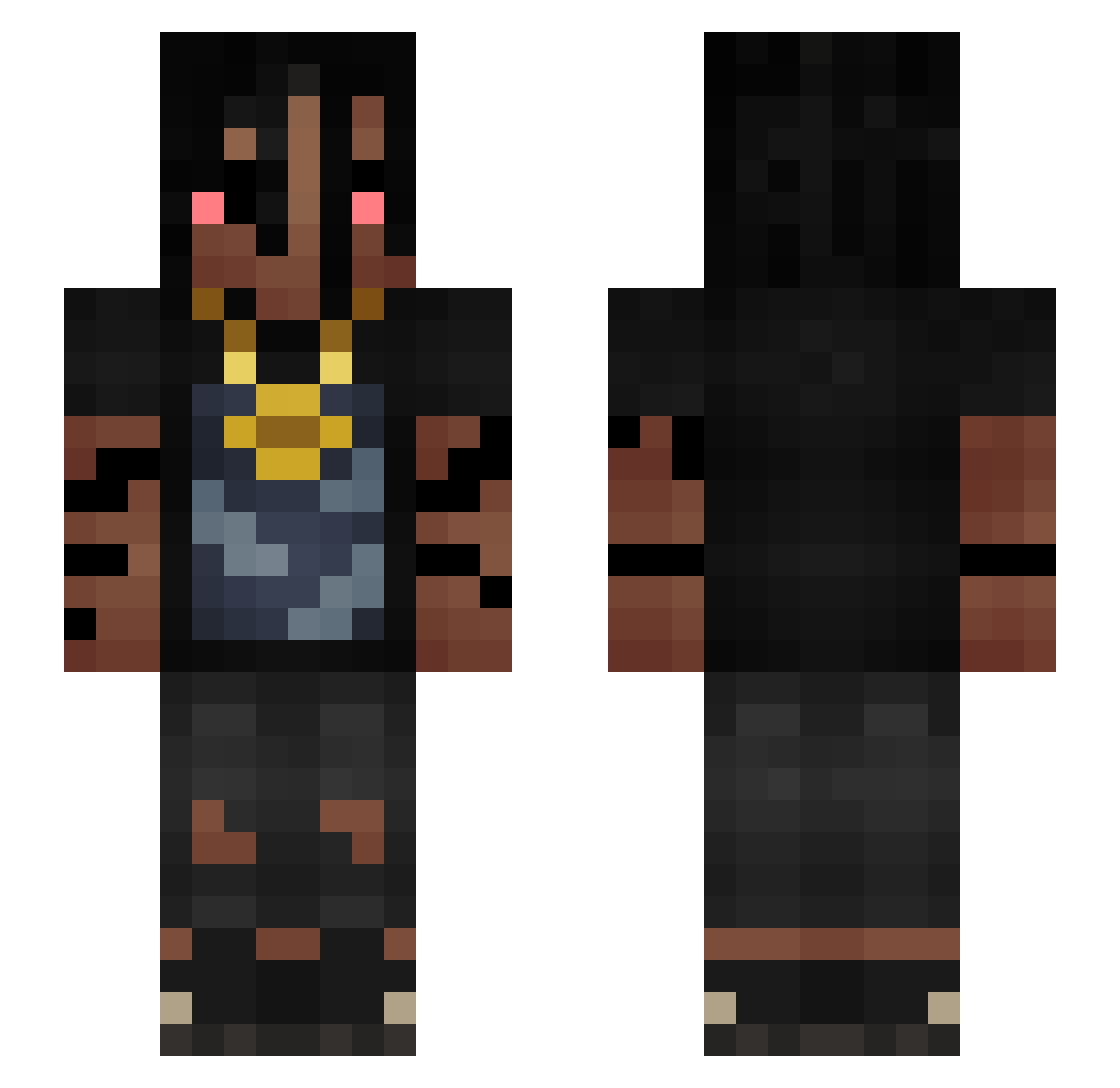 PSSYFCKR Minecraft skin, front and back view