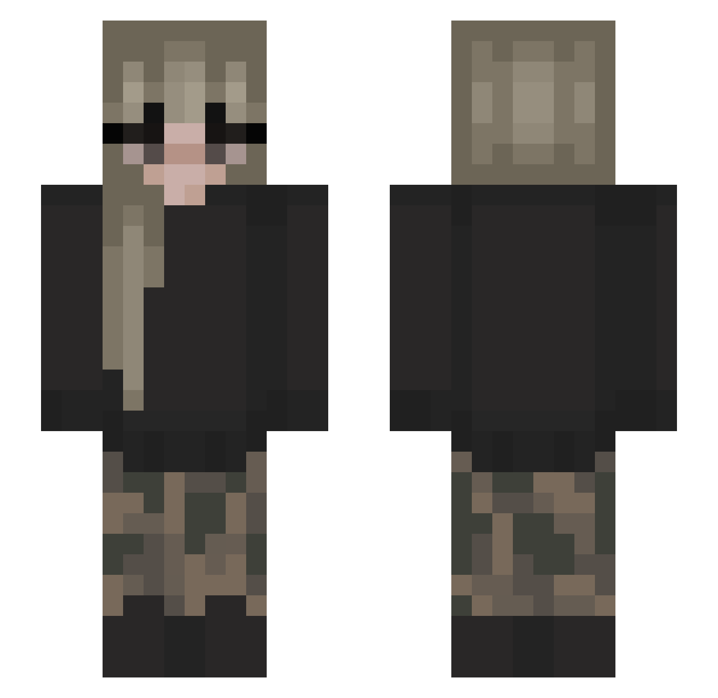 qBedwas Minecraft skin, front and back view