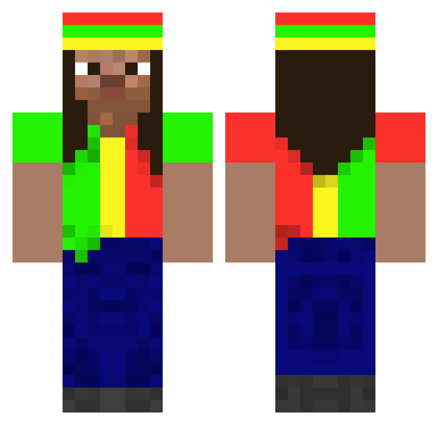 Zuno420 Minecraft skin, front and back view