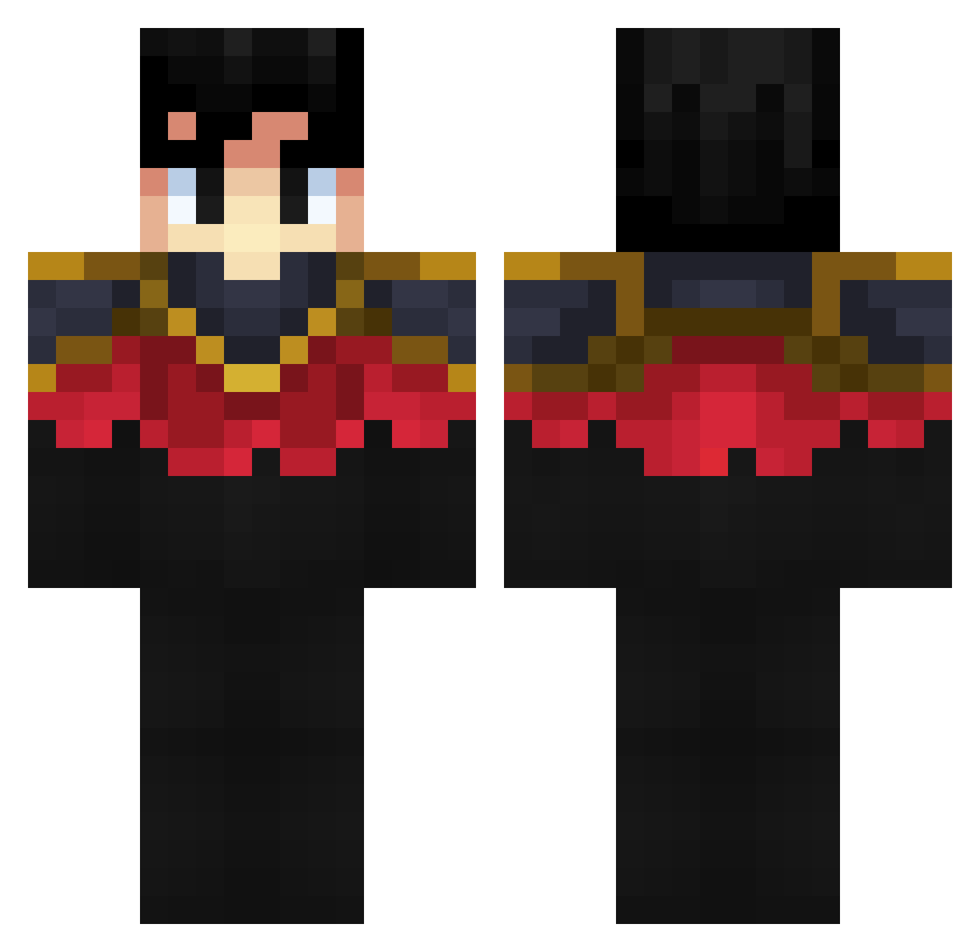 Regrouping Minecraft skin, front and back view