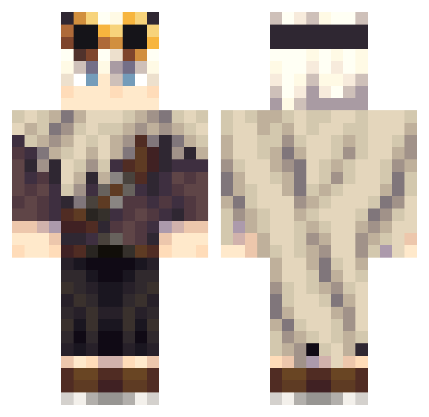 Rhymester Minecraft skin, front and back view