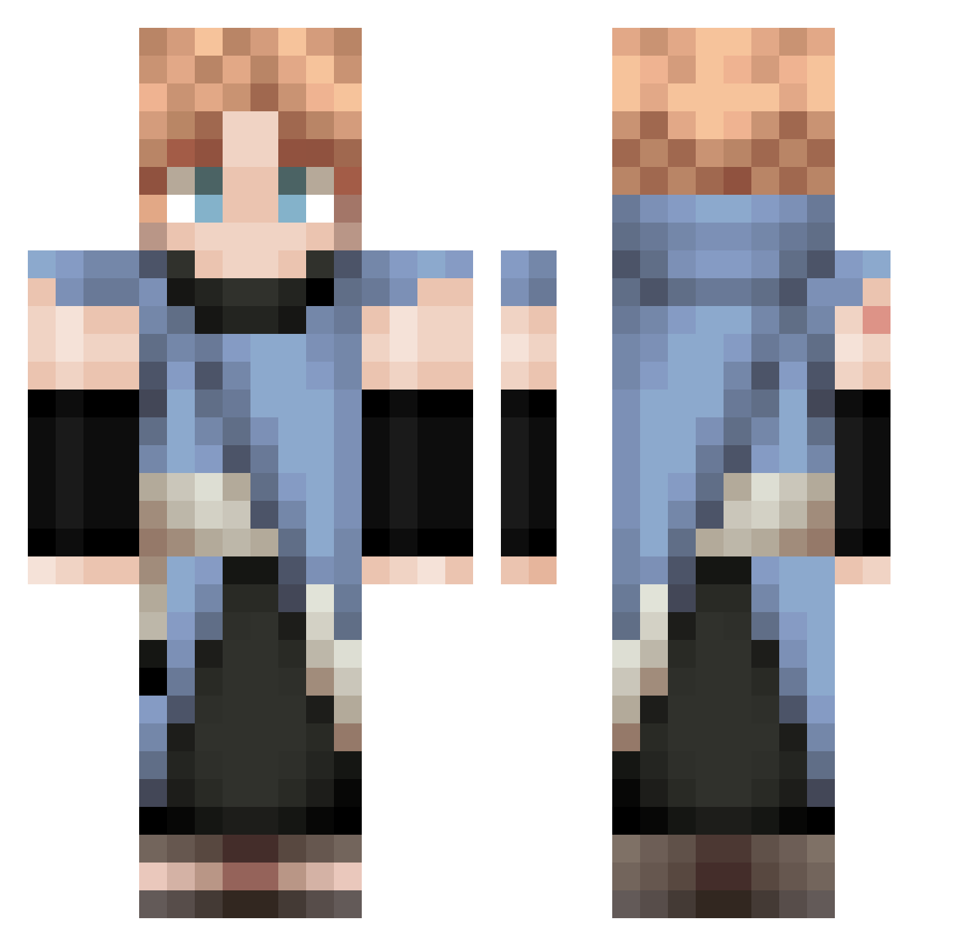 YenniePennie Minecraft skin, front and back view