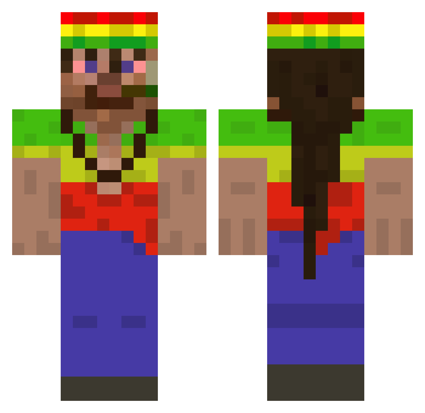 K0ULIS Minecraft skin, front and back view