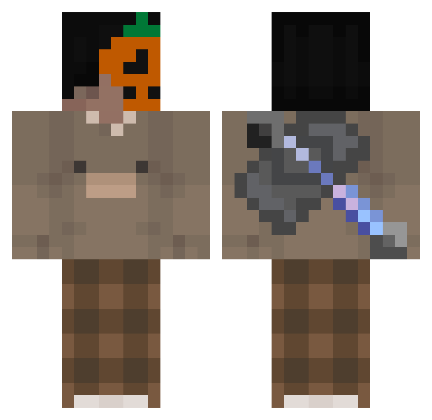 Sharperer Minecraft skin, front and back view