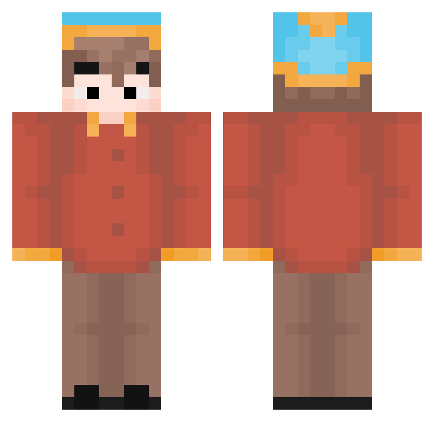 Antoshny Minecraft skin, front and back view