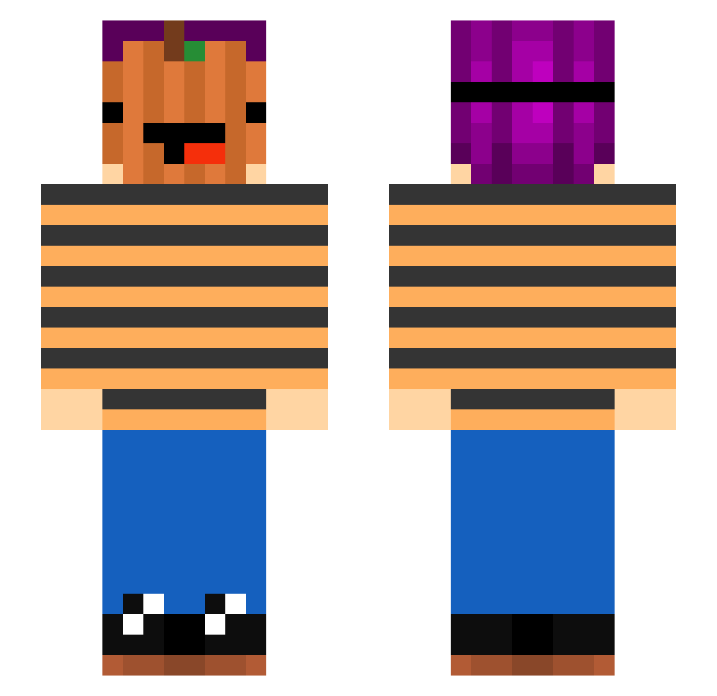 VineCompilation Minecraft skin, front and back view