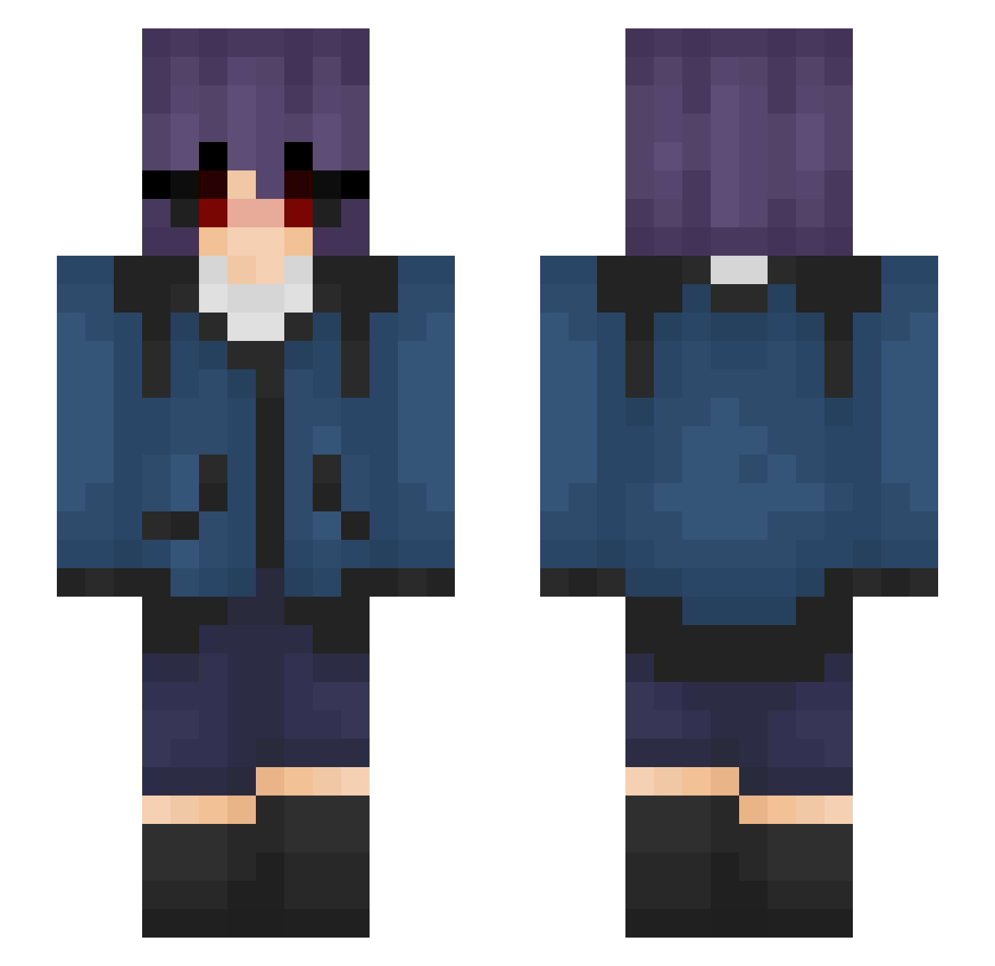 vdrx Minecraft skin, front and back view