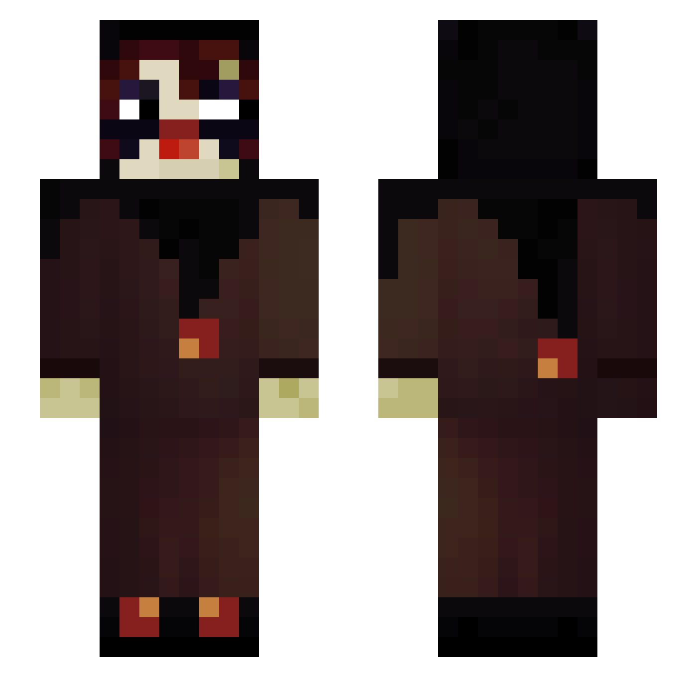 ZZzSeB Minecraft skin, front and back view